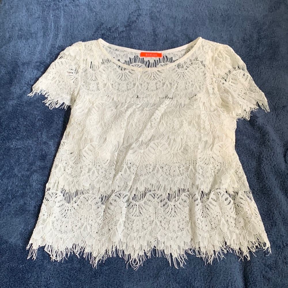 Banjul sheer white lace top